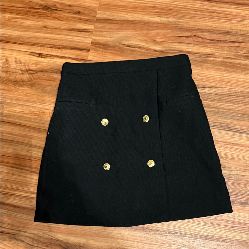 H&M Black Mini Skirt with Gold Buttons